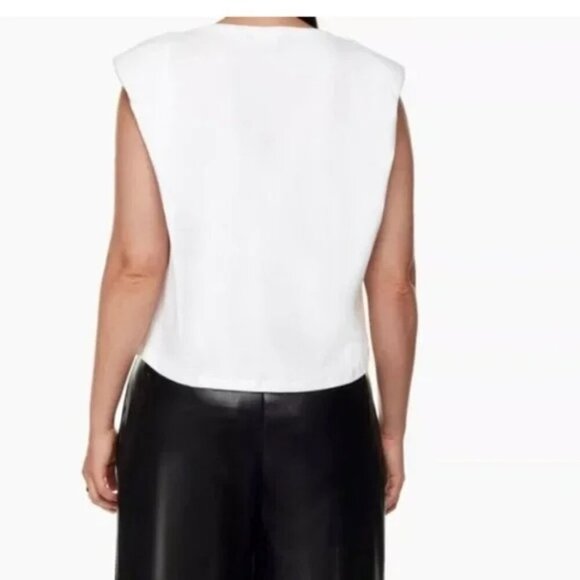 Aritzia Babaton White Padded Shoulder Sleeveless Muscle Tee - Picture 2 of 8